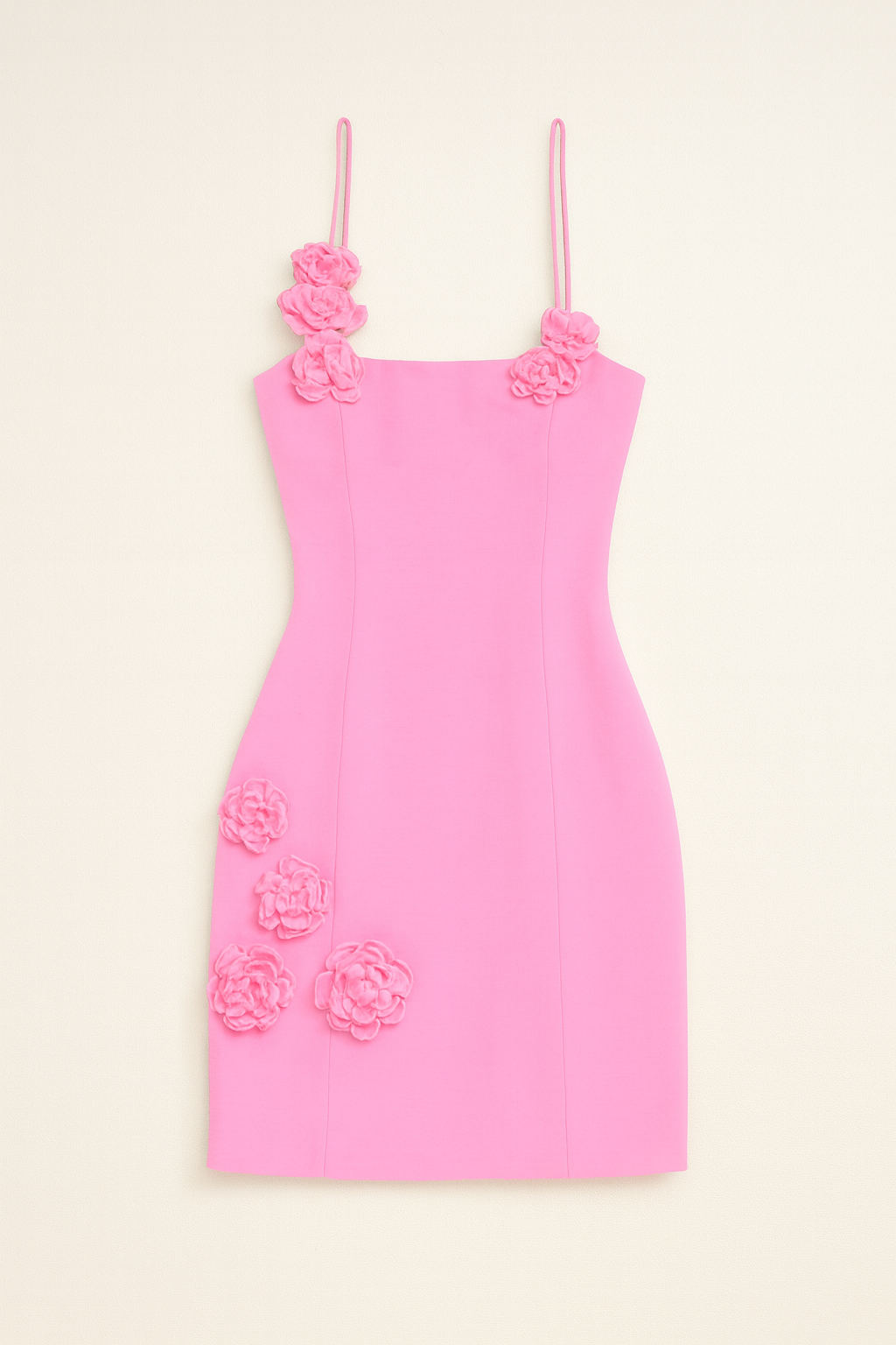 Pink Floral Appliqué Mini Dress