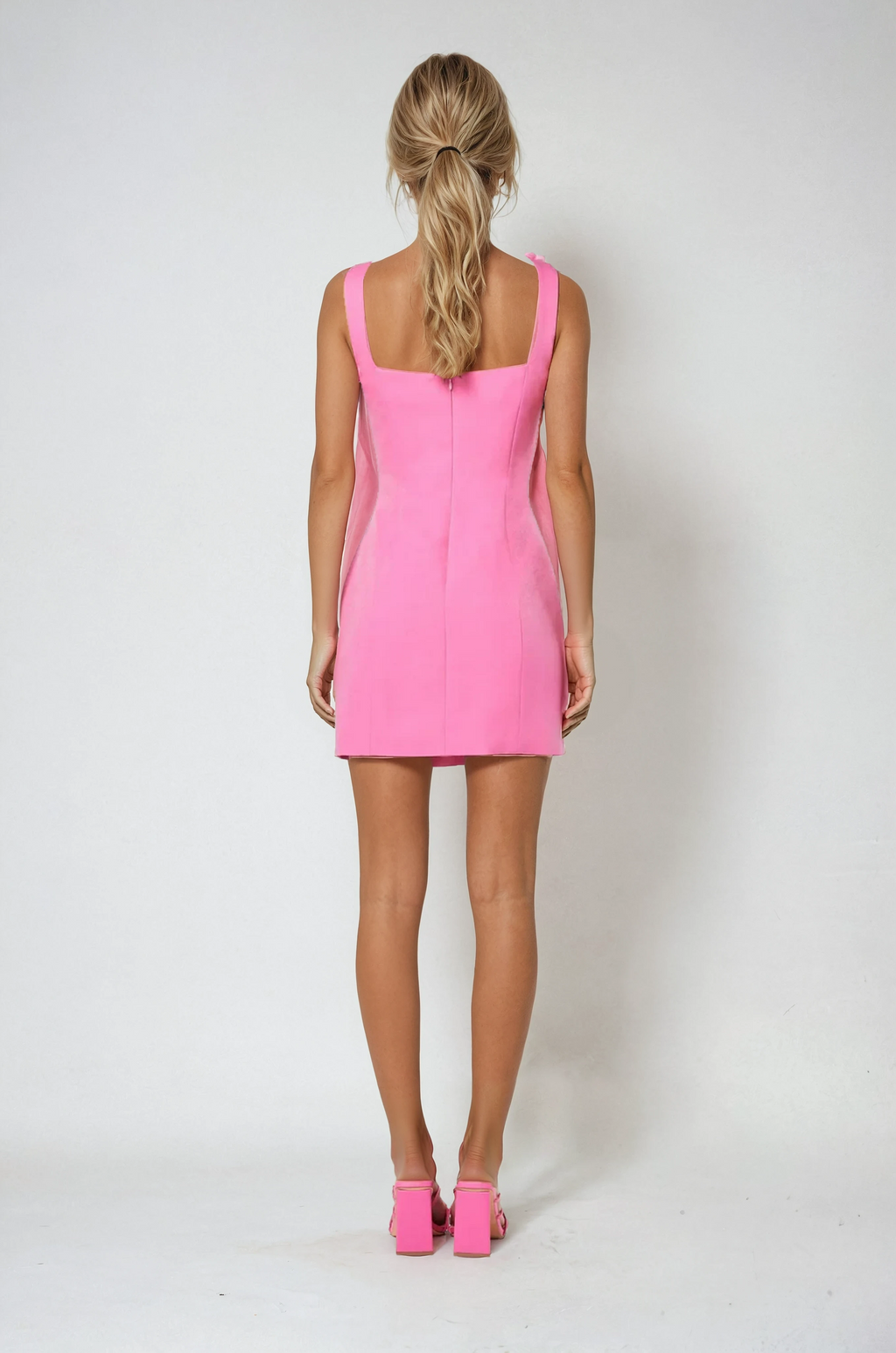 Pink Floral Appliqué Mini Dress