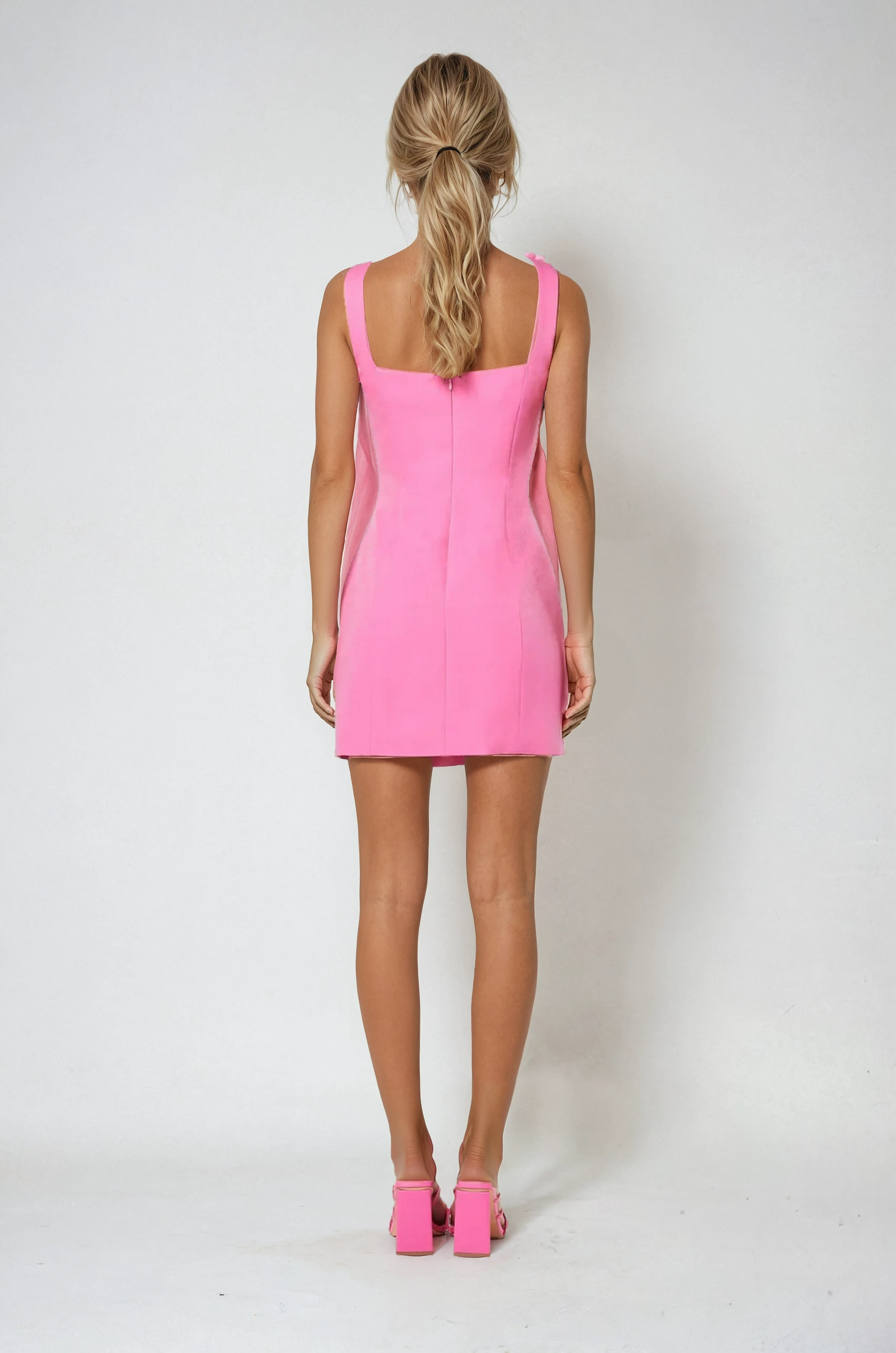 Pink Floral Appliqué Mini Dress